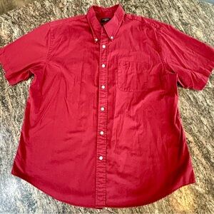 Dockers Shirt Men's XLarge Maroon Button Down Short Sleeve Stain Defender